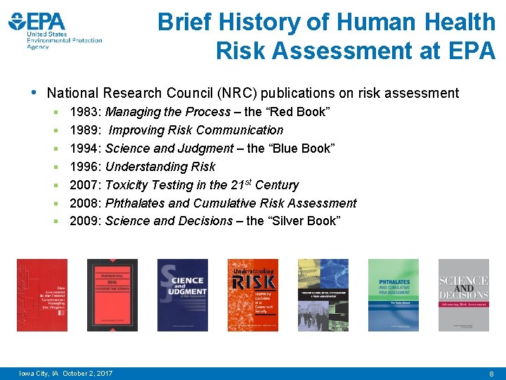 Brief History of Human Health Risk Assessment at EPA • National Research Council (NRC)