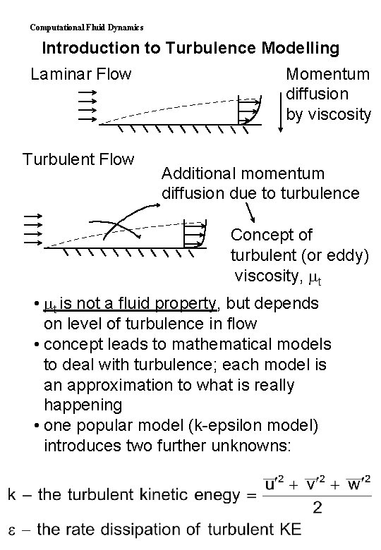 Computational Fluid Dynamics Introduction to Turbulence Modelling Laminar Flow Turbulent Flow Momentum diffusion by