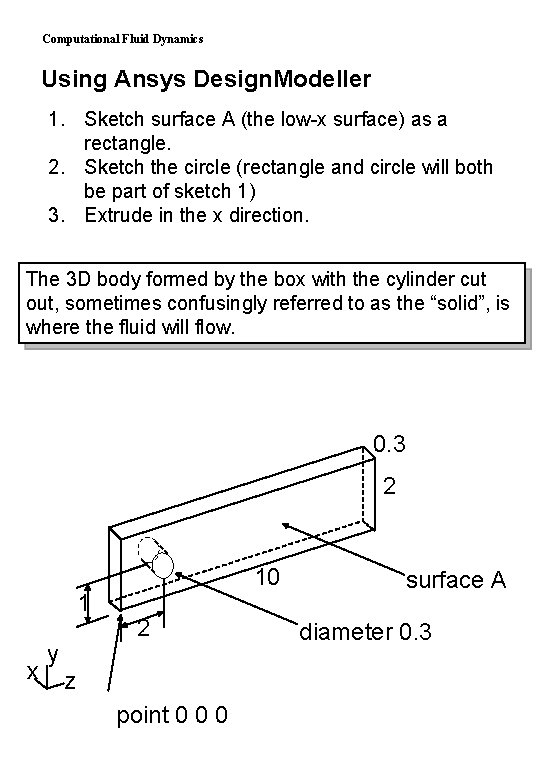 Computational Fluid Dynamics Using Ansys Design. Modeller 1. Sketch surface A (the low-x surface)