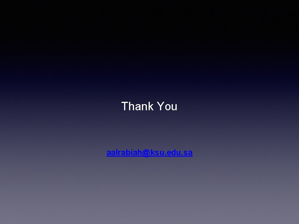 Thank You aalrabiah@ksu. edu. sa 
