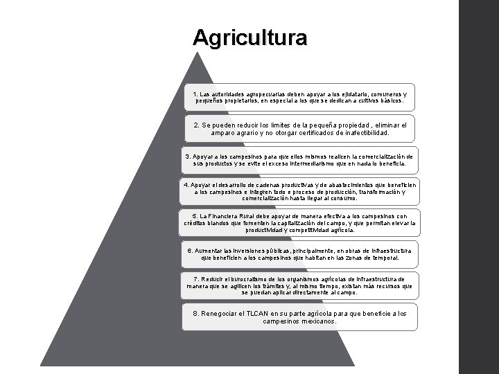 Agricultura 1. Las autoridades agropecuarias deben apoyar a los ejidatario, comuneros y pequeños propietarios,