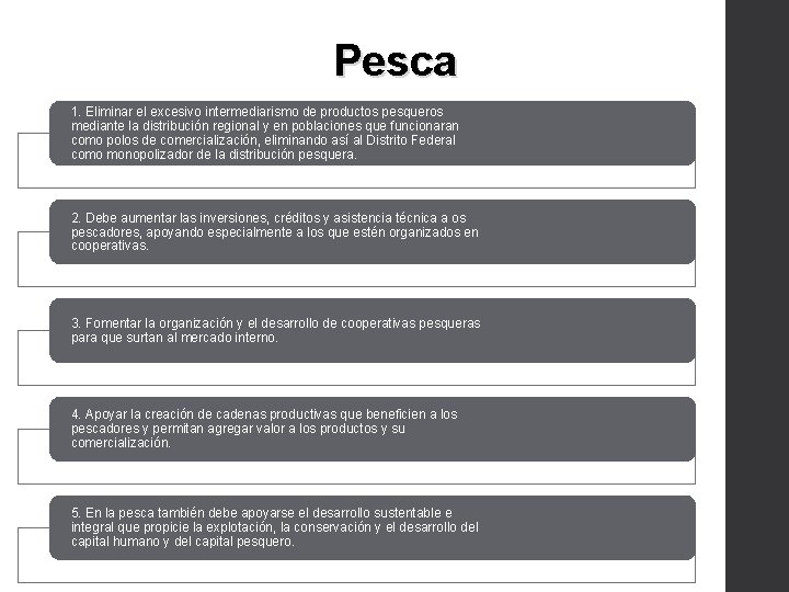 Pesca 1. Eliminar el excesivo intermediarismo de productos pesqueros mediante la distribución regional y