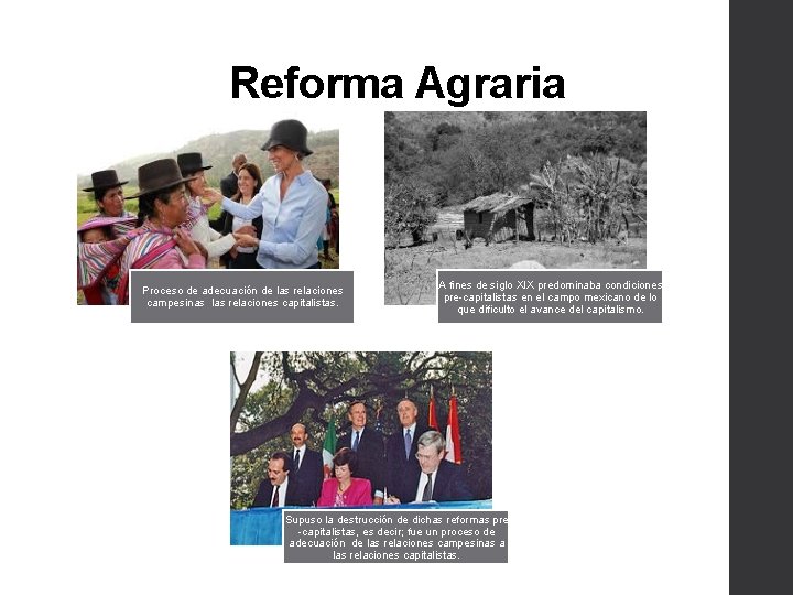 Reforma Agraria Proceso de adecuación de las relaciones campesinas las relaciones capitalistas. A fines