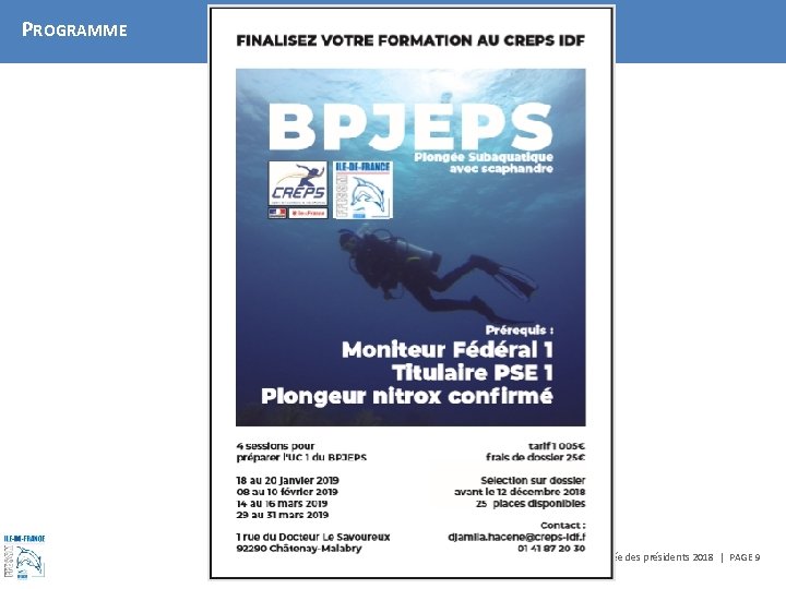PROGRAMME Jounrée des présidents 2018 | PAGE 9 