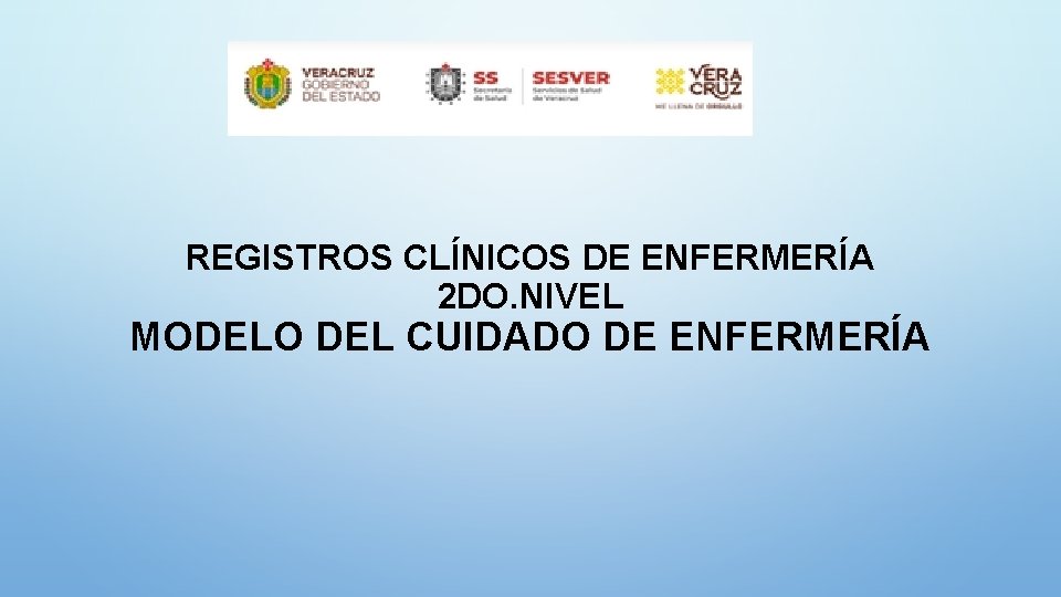 REGISTROS CLÍNICOS DE ENFERMERÍA 2 DO. NIVEL MODELO DEL CUIDADO DE ENFERMERÍA 