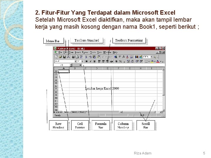 2. Fitur-Fitur Yang Terdapat dalam Microsoft Excel Setelah Microsoft Excel diaktifkan, maka akan tampil