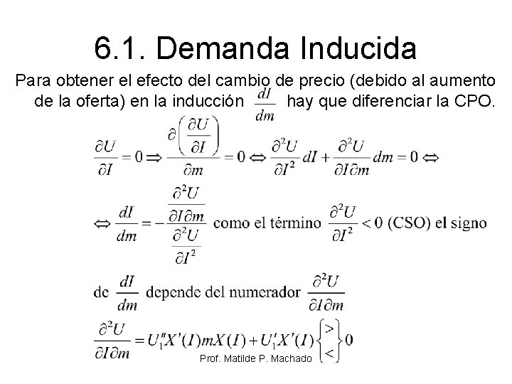 6. 1. Demanda Inducida Para obtener el efecto del cambio de precio (debido al 6. 1. Demanda Inducida Para obtener el efecto del cambio de precio (debido al