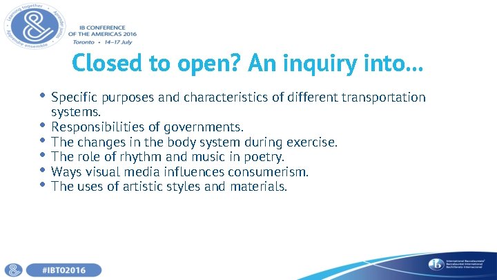 Closed to open? An inquiry into. . . • Specific purposes and characteristics of