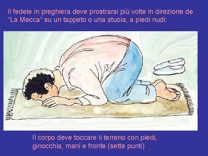 Il fedele in preghiera deve prostrarsi più volte in direzione de “La Mecca” su