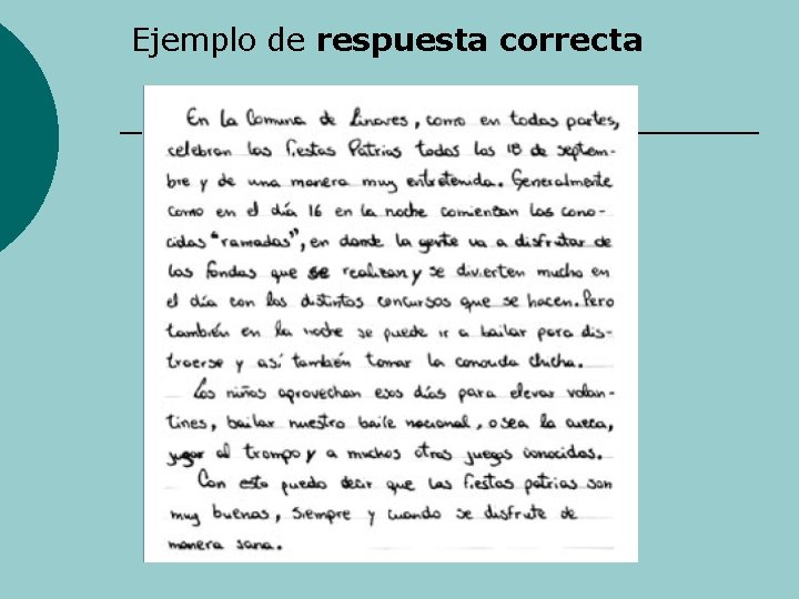 Ejemplo de respuesta correcta 