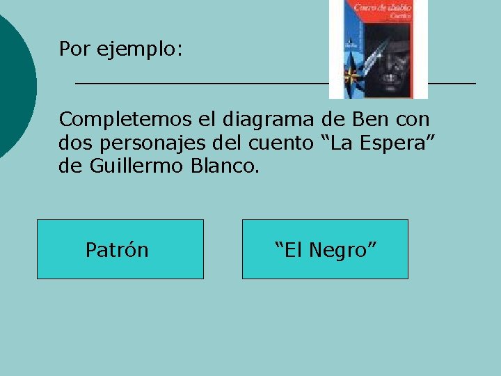 Por ejemplo: Completemos el diagrama de Ben con dos personajes del cuento “La Espera”