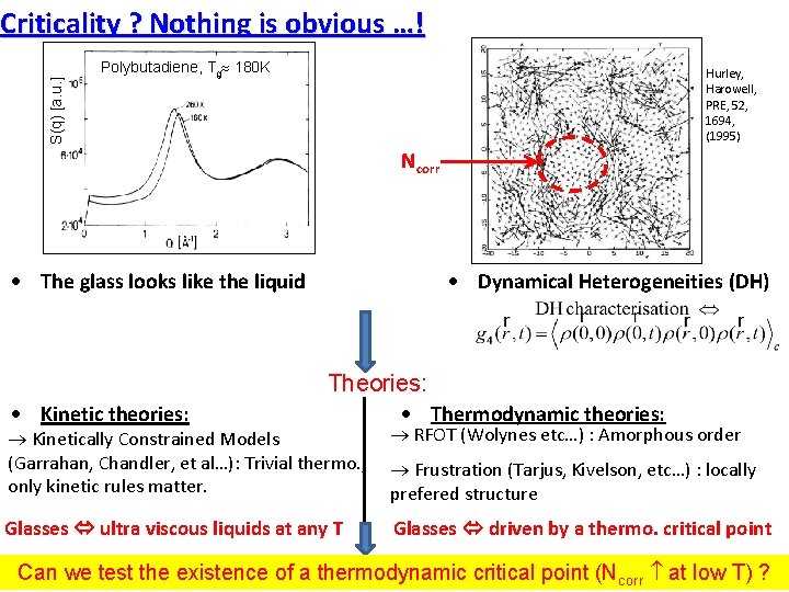 S(q) [a. u. ] Criticality ? Nothing is obvious …! Polybutadiene, Tg 180 K