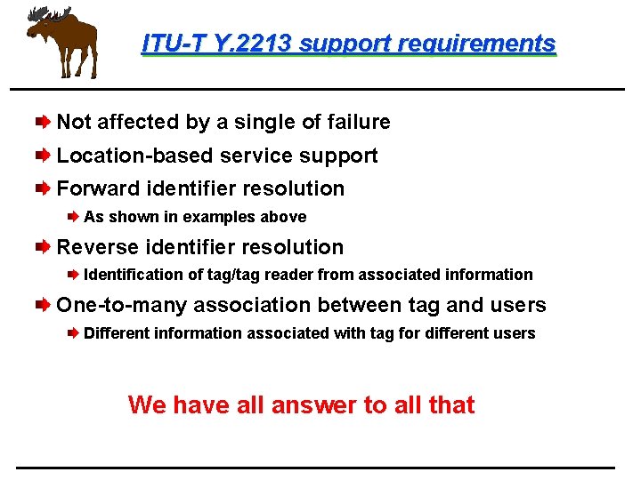 ITU-T Y. 2213 support requirements Not affected by a single of failure Location-based service