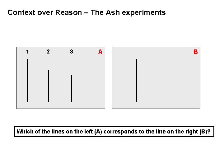 Context over Reason – The Ash experiments 1 2 3 A B Which of