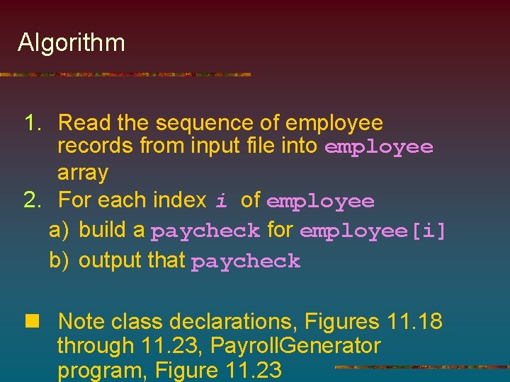Algorithm 1. Read the sequence of employee records from input file into employee array