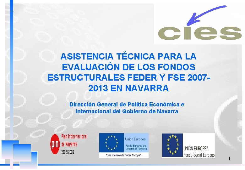 ASISTENCIA TÉCNICA PARA LA EVALUACIÓN DE LOS FONDOS ESTRUCTURALES FEDER Y FSE 20072013 EN