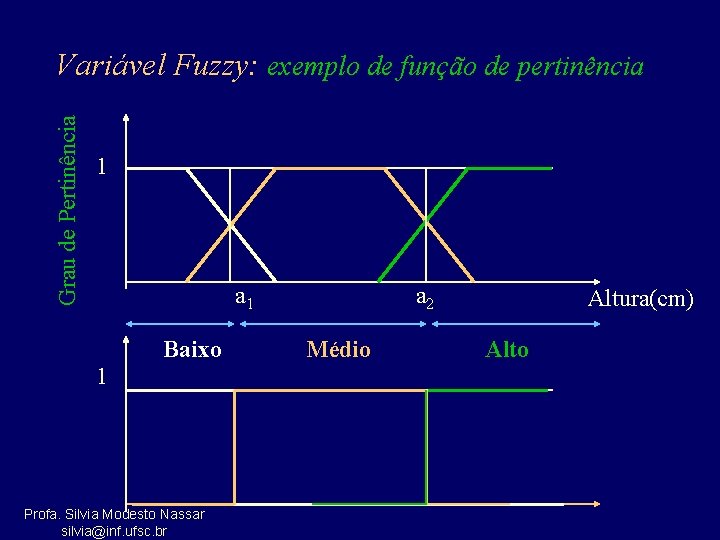 Grau de Pertinência Variável Fuzzy: exemplo de função de pertinência 1 Baixo 1 Profa.