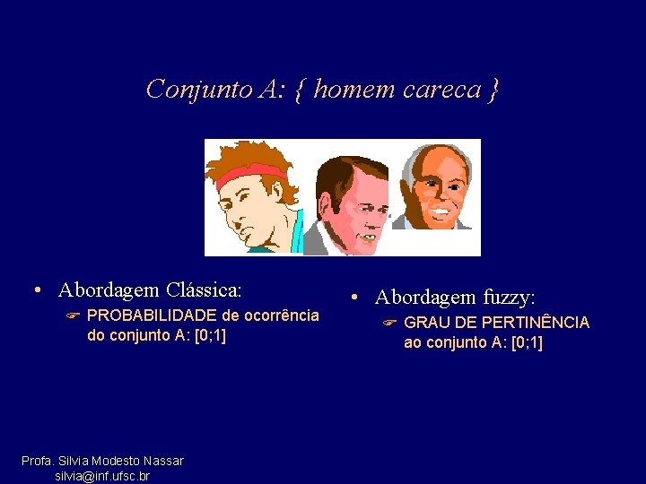 Conjunto A: { homem careca } • Abordagem Clássica: F PROBABILIDADE de ocorrência do