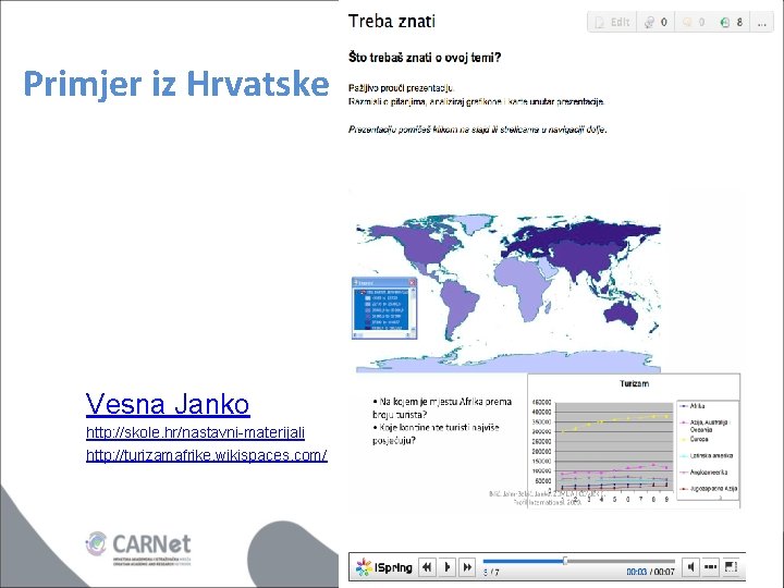 Primjer iz Hrvatske Vesna Janko http: //skole. hr/nastavni-materijali http: //turizamafrike. wikispaces. com/ 