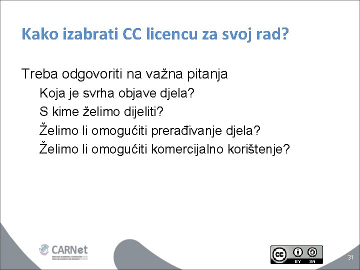 Kako izabrati CC licencu za svoj rad? Treba odgovoriti na važna pitanja Koja je