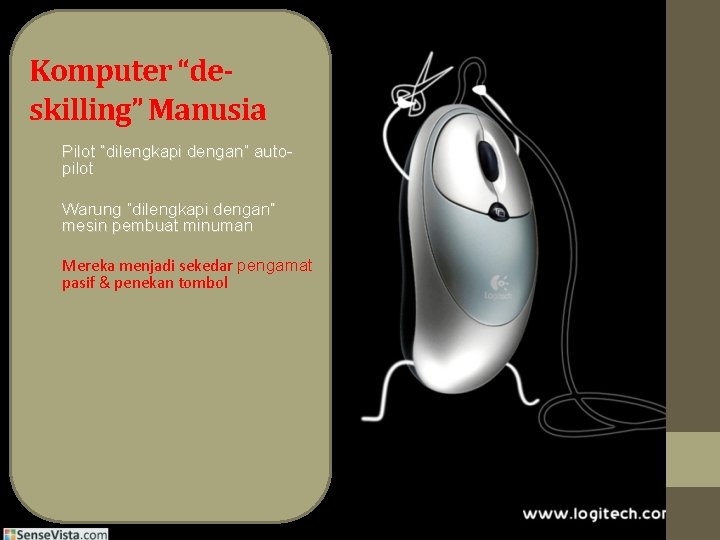 Komputer “deskilling” Manusia Pilot “dilengkapi dengan” autopilot Warung “dilengkapi dengan” mesin pembuat minuman Mereka