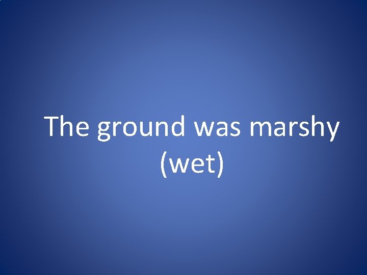 The ground was marshy (wet) The ground was marshy (wet)