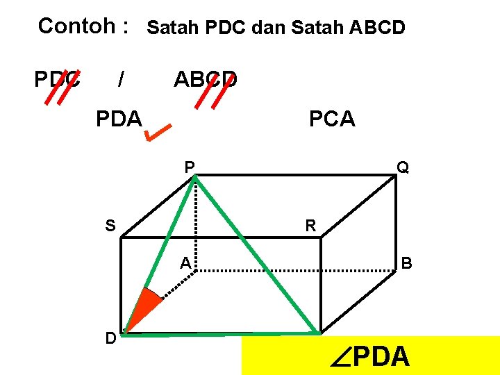 Contoh : Satah PDC dan Satah ABCD PDC / ABCD PDA PCA P S