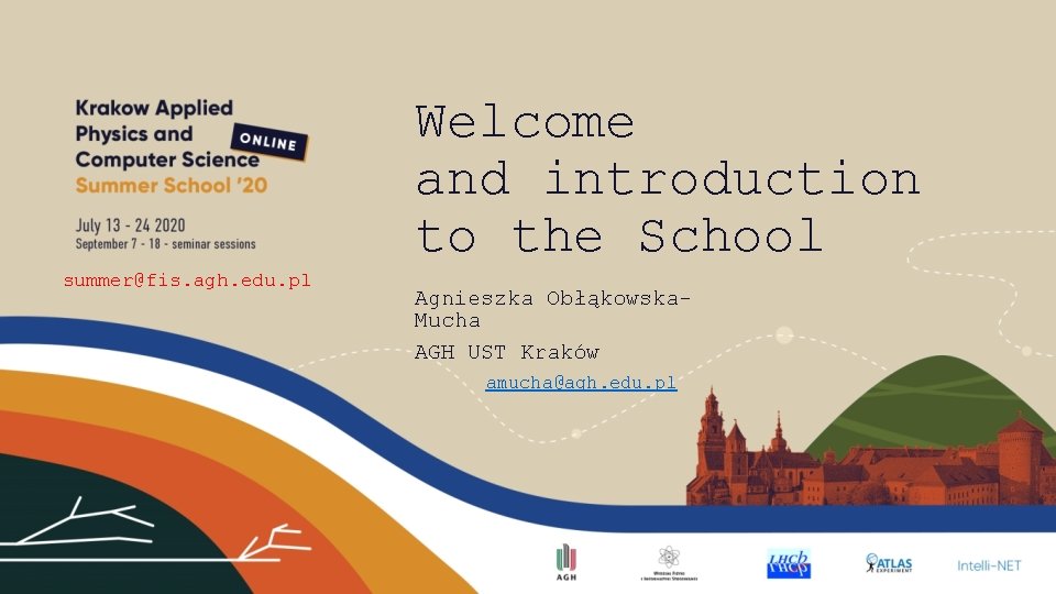 Welcome and introduction to the School summer@fis. agh. edu. pl Agnieszka Obłąkowska. Mucha AGH