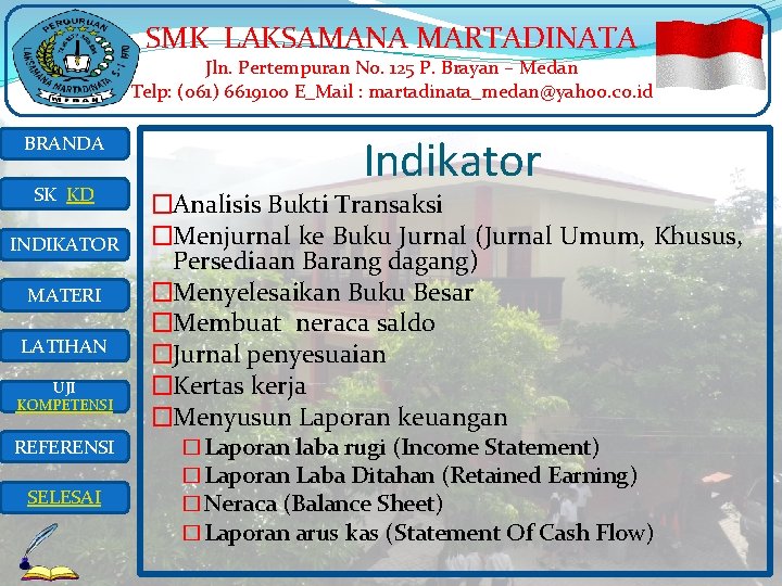 SMK LAKSAMANA MARTADINATA Jln. Pertempuran No. 125 P. Brayan – Medan Telp: (061) 6619100