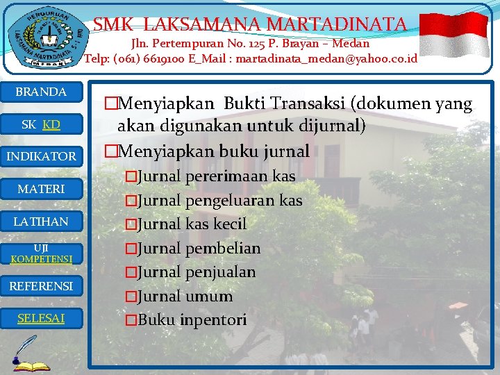 SMK LAKSAMANA MARTADINATA Jln. Pertempuran No. 125 P. Brayan – Medan Telp: (061) 6619100