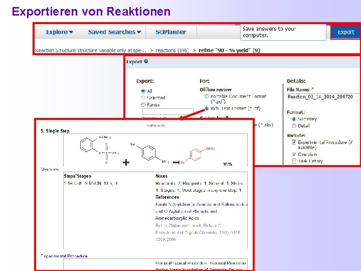  Exportieren von Reaktionen 