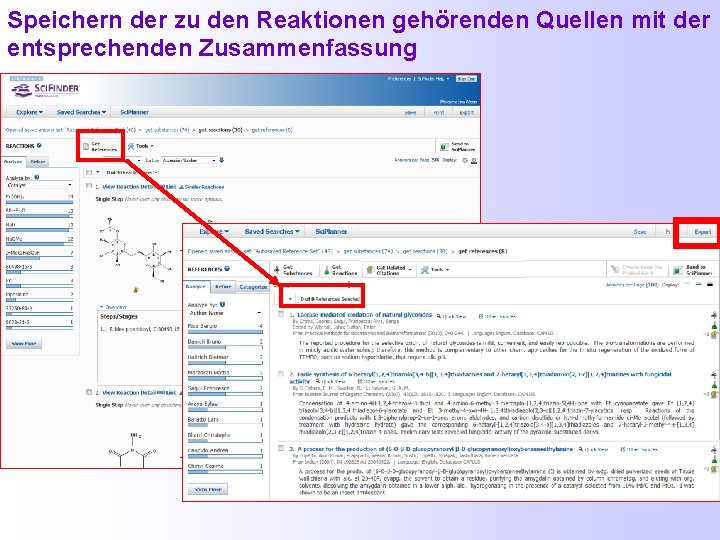 Speichern der zu den Reaktionen gehörenden Quellen mit der entsprechenden Zusammenfassung 