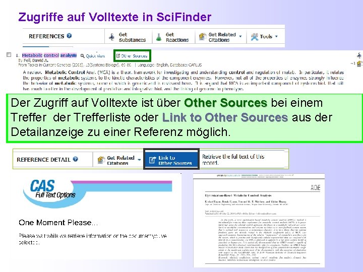 Zugriffe auf Volltexte in Sci. Finder Der Zugriff auf Volltexte ist über Other Sources