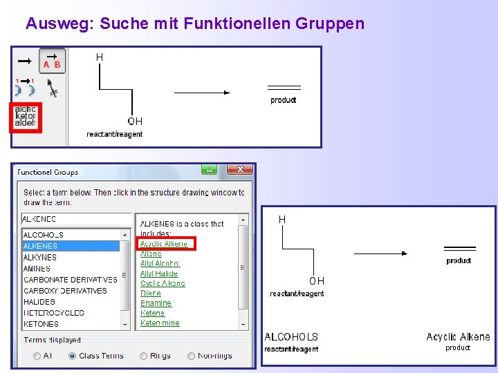 Ausweg: Suche mit Funktionellen Gruppen 