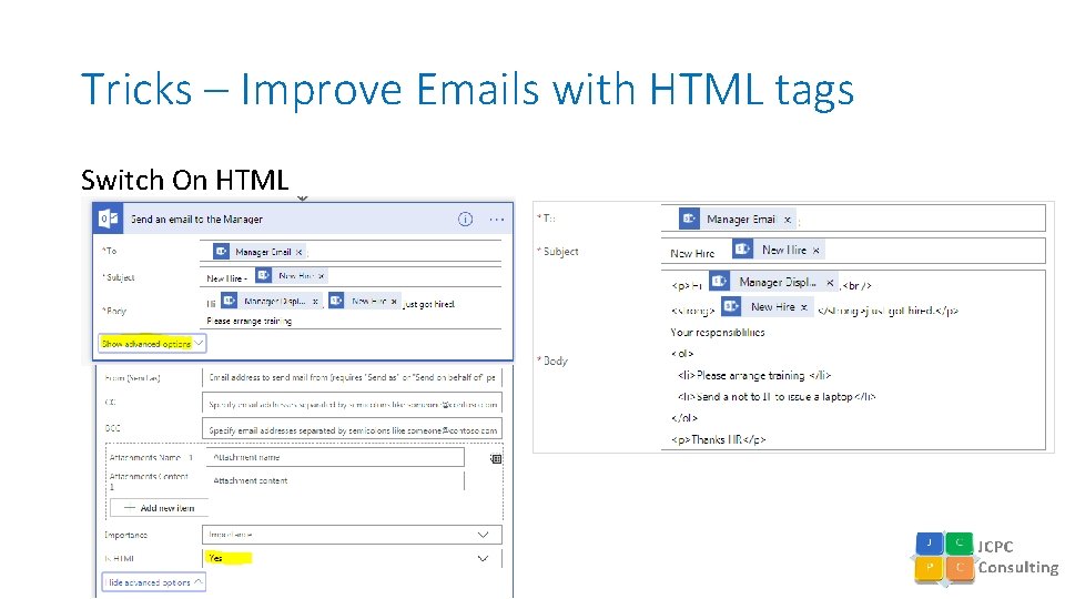 Tricks – Improve Emails with HTML tags Switch On HTML 