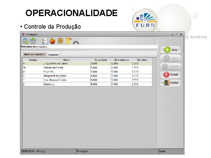 OPERACIONALIDADE • Controle da Produção 