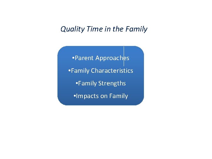 Quality Time in the Family • Parent Approaches • Family Characteristics • Family Strengths