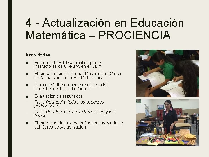 4 - Actualización en Educación Matemática – PROCIENCIA Actividades ■ Postítulo de Ed. Matemática