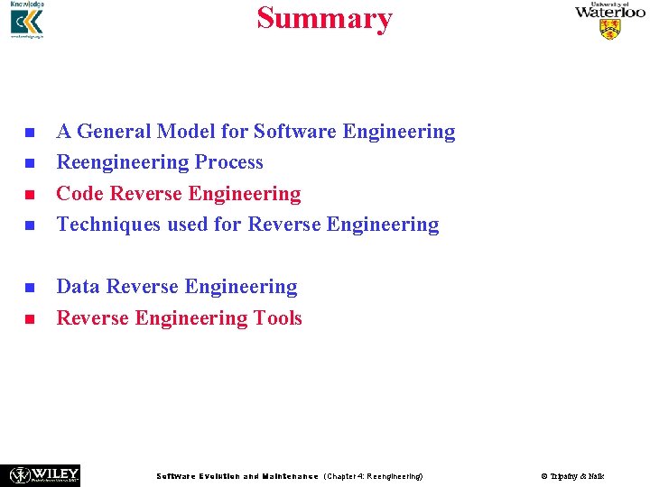 Summary n n n n n General Idea Reengineering Concepts A General Model for Summary n n n n n General Idea Reengineering Concepts A General Model for