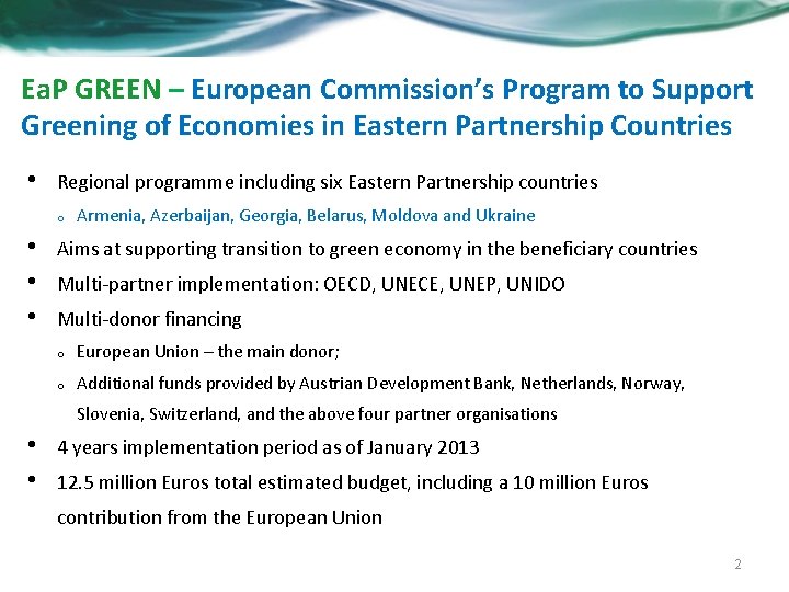 Ea. P GREEN – European Commission’s Program to Support Greening of Economies in Eastern