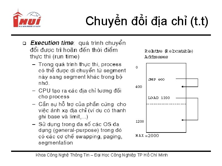 Chuyển đổi địa chỉ (t. t) Khoa Công Nghệ Thông Tin – Đại Học