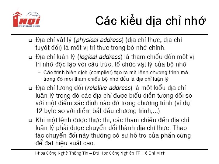 Các kiểu địa chỉ nhớ Khoa Công Nghệ Thông Tin – Đại Học Công