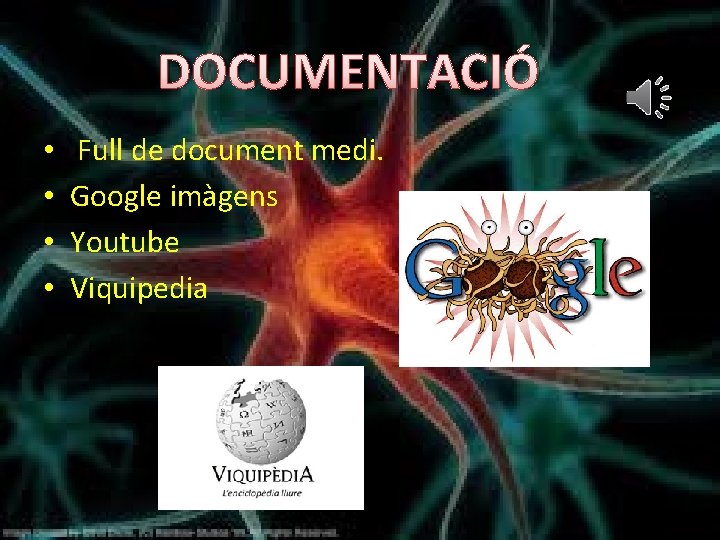 DOCUMENTACIÓ • • Full de document medi. Google imàgens Youtube Viquipedia 