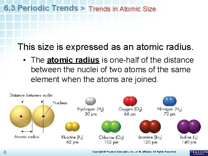 6. 3 Periodic Trends > Trends in Atomic Size This size is expressed as