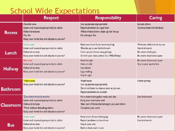 School Wide Expectations 