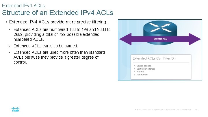 Extended IPv 4 ACLs Structure of an Extended IPv 4 ACLs § Extended IPv