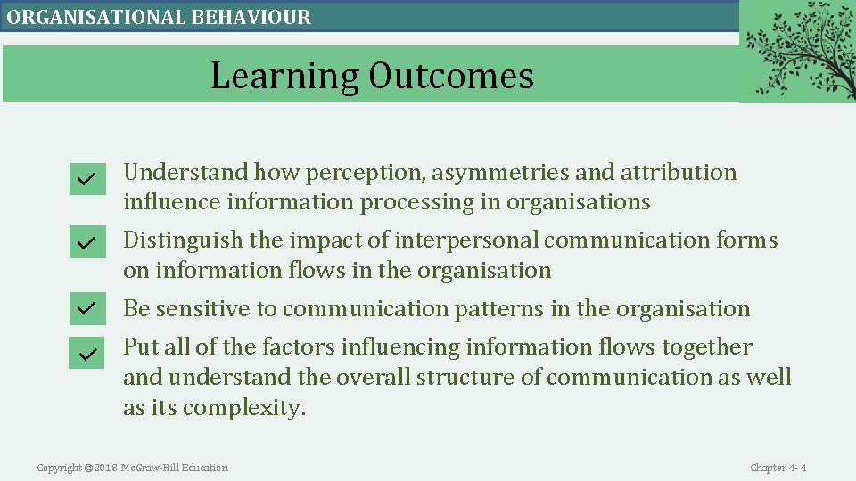 ORGANISATIONAL BEHAVIOUR Learning Outcomes Understand how perception, asymmetries and attribution influence information processing in ORGANISATIONAL BEHAVIOUR Learning Outcomes Understand how perception, asymmetries and attribution influence information processing in