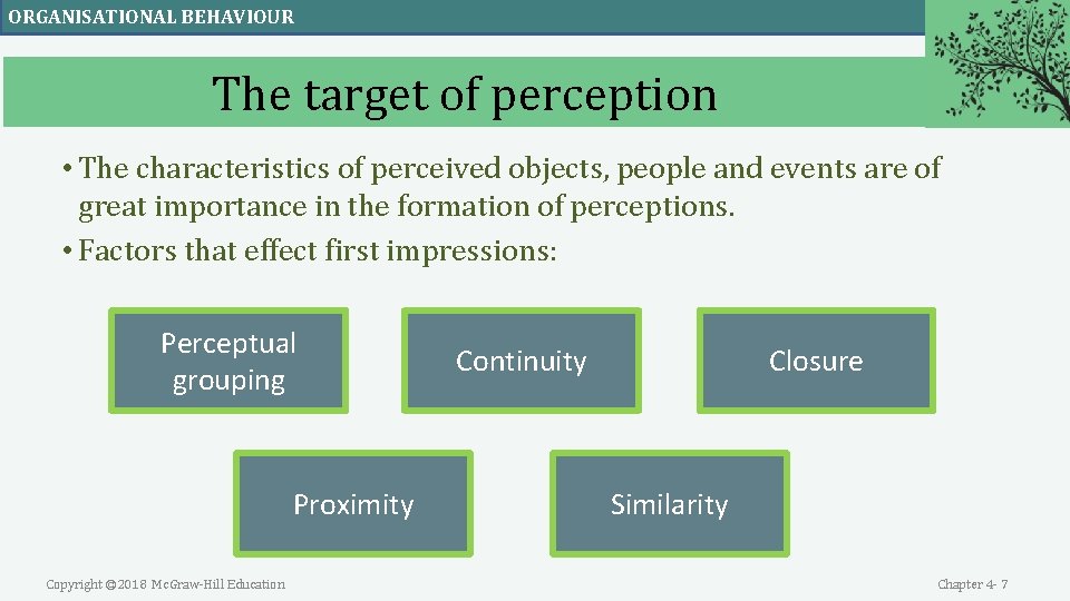 ORGANISATIONAL BEHAVIOUR The target of perception • The characteristics of perceived objects, people and ORGANISATIONAL BEHAVIOUR The target of perception • The characteristics of perceived objects, people and