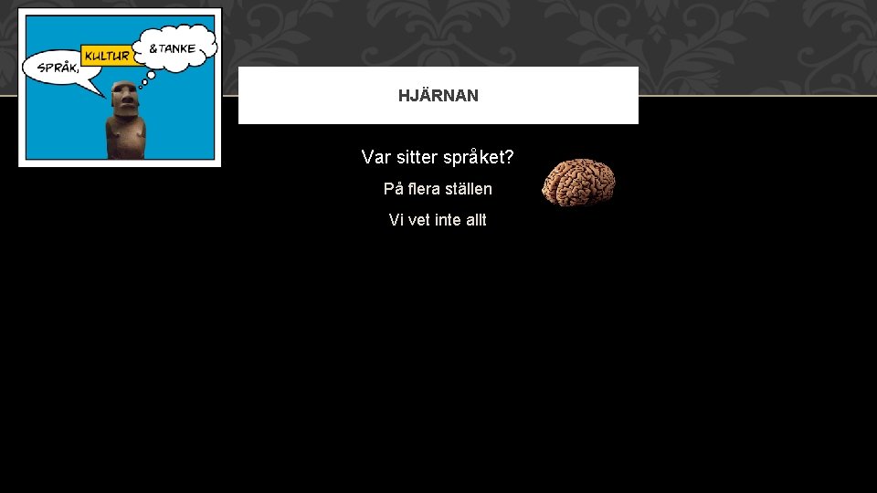 HJÄRNAN Var sitter språket? På flera ställen Vi vet inte allt 