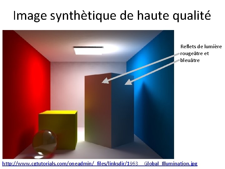 Image synthètique de haute qualité Reflets de lumière rougeâtre et bleuâtre http: //www. cgtutorials.
